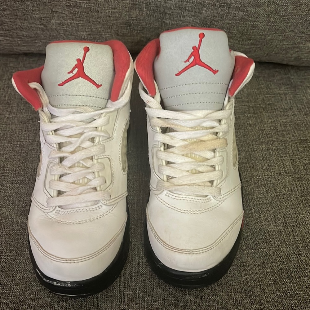 Jordan 5 white red size 13.5 my boy